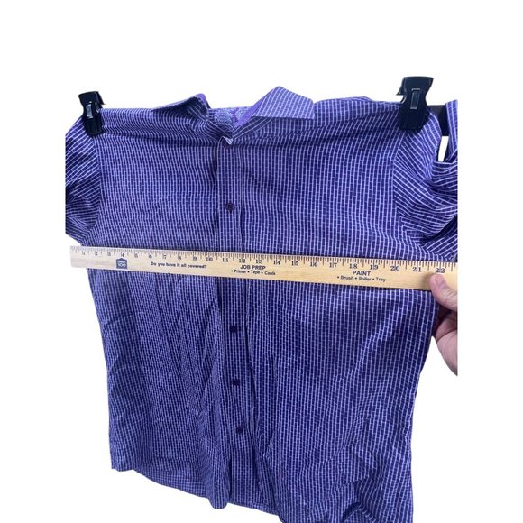 Bugatchi Mens Purple Checkered Long Sleeve Button-Down Shirt Cotton Blend - Picture 5 of 11